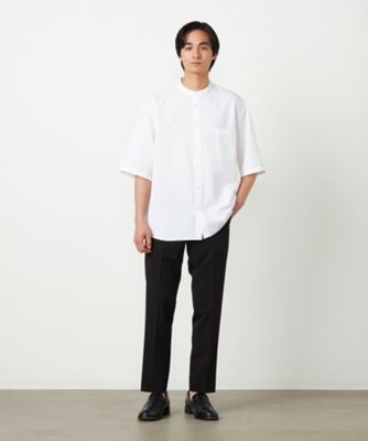ウールライク バンドカラー5分袖シャツ（4730IO03） | COMME