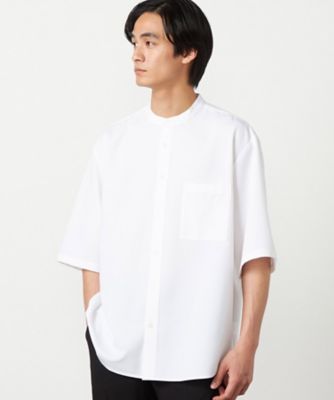 ウールライク バンドカラー5分袖シャツ（4730IO03） | COMME