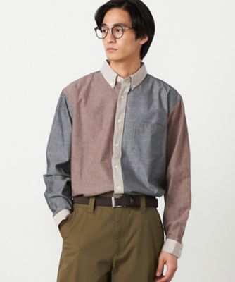 ＜COMME CA ISM (Men)＞コットンダンガリー　パッチワーク　ボタンダウンシャツ（４７３０ＩＯ０８）