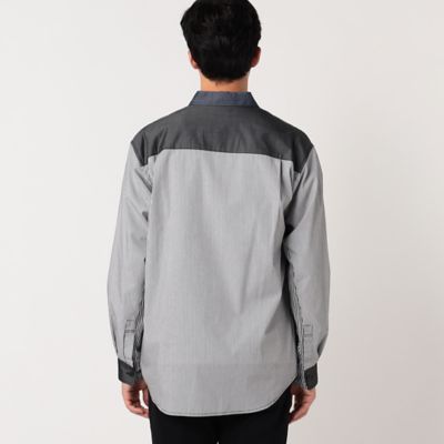 【ウォッシャブル】ストライプ×シャンブレー　コンビシャツ（４７３１ＩＡ０９）