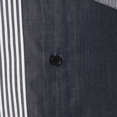 【ウォッシャブル】ストライプ×シャンブレー　コンビシャツ（４７３１ＩＡ０９）
