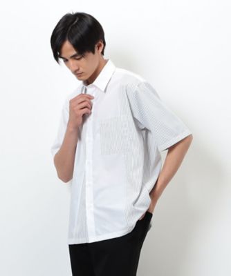 COMME CA ISM (Men)/コムサイズム タイプライター×ストライプ コンビ半袖シャツ(4733IK12)