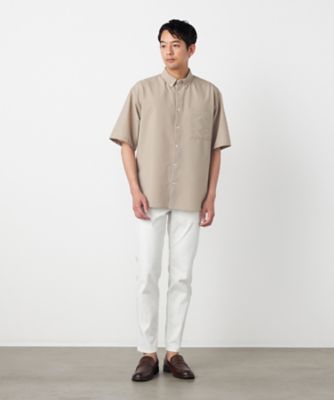 【美品】Theory 高機能シアサッカー 半袖シャツ Mサイズ 吸水速乾】ポリエステル シアサッカー 半袖ボタンダウンシャツ