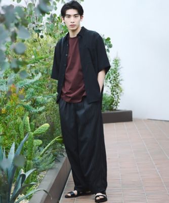 楊柳ポリエステル ショートポイントカラー リラックス半袖シャツ