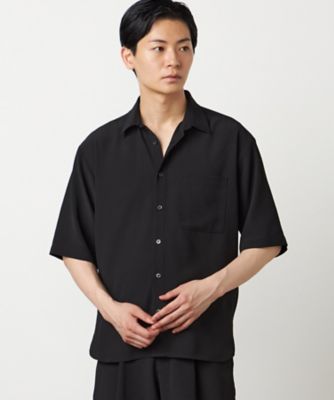 楊柳ポリエステル ショートポイントカラー リラックス半袖シャツ