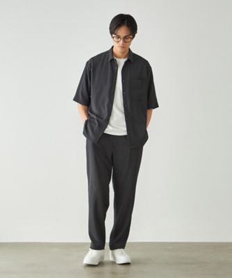 楊柳ポリエステル ショートポイントカラー リラックス半袖シャツ