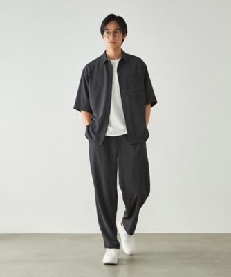 楊柳ポリエステル ショートポイントカラー リラックス半袖シャツ