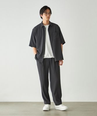 楊柳ポリエステル ショートポイントカラー リラックス半袖シャツ