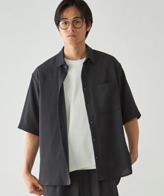 楊柳ポリエステル ショートポイントカラー リラックス半袖シャツ