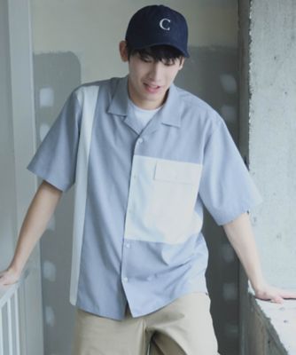 ＜COMME CA ISM (Men)＞ライトウエイトポリエステル　ブロッキング　オープンカラーシャツ（４７３３ＩＯ２０）