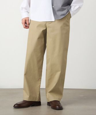 コットンストレッチツイル ノータックワイドテーパードパンツ