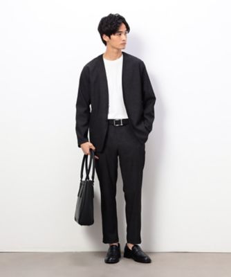 セットアップ対応】デニムライクストレッチ テーパードパンツ