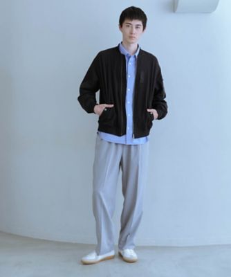 ライトウエイトポリエステル リラックスワイドテーパードパンツ