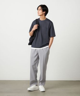 ライトウエイトポリエステル リラックスワイドテーパードパンツ