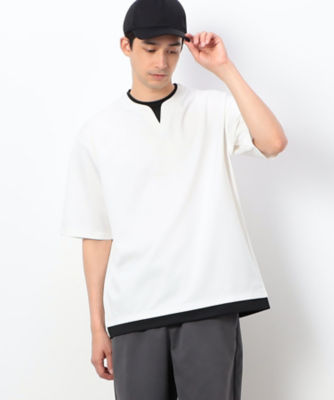 ＜COMME CA ISM (Men)＞フェイクレイヤード　キーネックＴシャツ（４７６０ＴＧ１２）