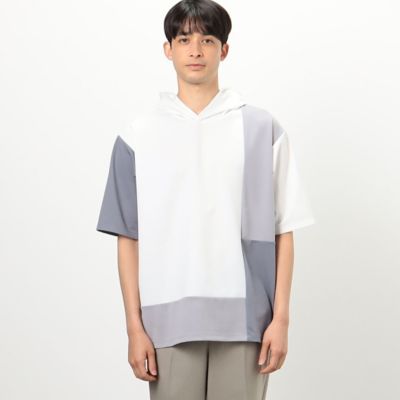 【KOCHE】SILKカラーブロック パッチワーク オーバーサイズ ポロシャツ KOCHE】SILKカラーブロック パッチワーク オーバーサイズ ポロシャツ
