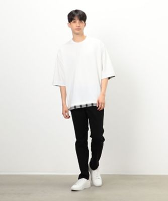 オンブレチェック　布帛コンビＴシャツ（４７６０ＴＧ３７）