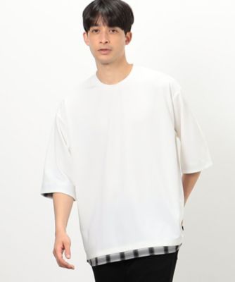 オンブレチェック　布帛コンビＴシャツ（４７６０ＴＧ３７）