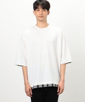 オンブレチェック　布帛コンビＴシャツ（４７６０ＴＧ３７）