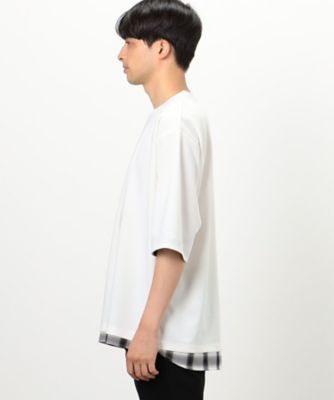 オンブレチェック　布帛コンビＴシャツ（４７６０ＴＧ３７）