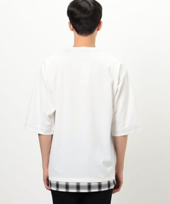 オンブレチェック　布帛コンビＴシャツ（４７６０ＴＧ３７）
