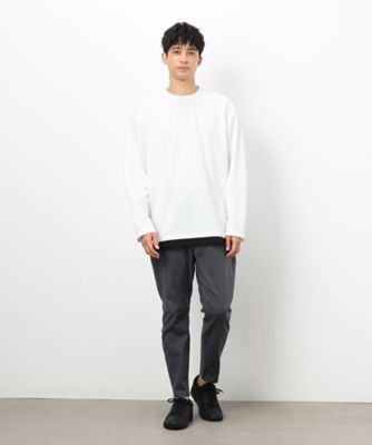 タテ畝ストレッチポンチ　フェイクレイヤード　クルーネックＴシャツ　（長袖）（４７６０ＴＩ０２）