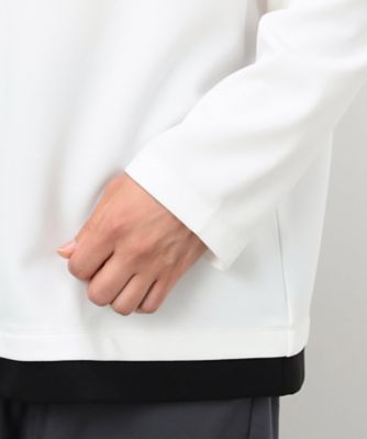 タテ畝ストレッチポンチ　フェイクレイヤード　クルーネックＴシャツ　（長袖）（４７６０ＴＩ０２）
