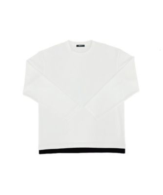 タテ畝ストレッチポンチ　フェイクレイヤード　クルーネックＴシャツ　（長袖）（４７６０ＴＩ０２）
