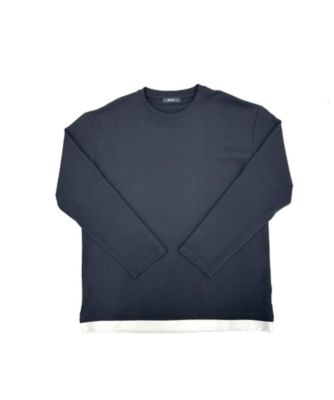 タテ畝ストレッチポンチ　フェイクレイヤード　クルーネックＴシャツ　（長袖）（４７６０ＴＩ０２）