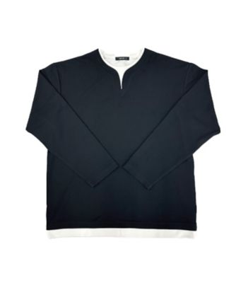 タテ畝ストレッチポンチ　　フェイクレイヤード　キーネックＴシャツ（長袖）（４７６０ＴＩ０３）