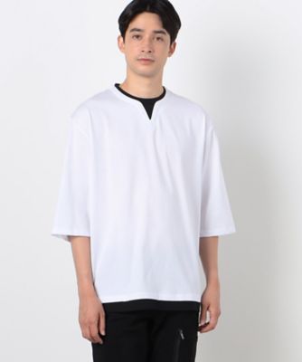 ７分袖　フェイクレイヤード　キーネックＴシャツ（４７６０ＴＩ１２）