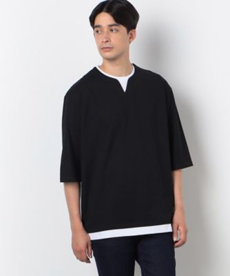 ７分袖　フェイクレイヤード　キーネックＴシャツ（４７６０ＴＩ１２）