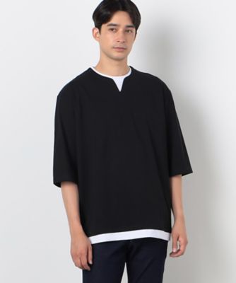 ７分袖　フェイクレイヤード　キーネックＴシャツ（４７６０ＴＩ１２）