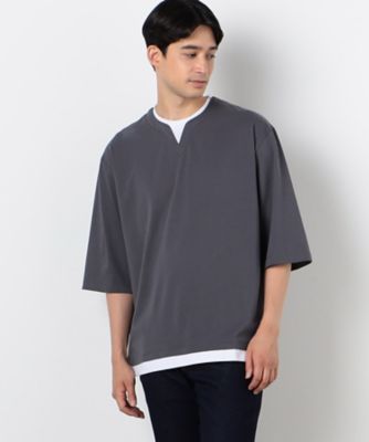 ７分袖　フェイクレイヤード　キーネックＴシャツ（４７６０ＴＩ１２）