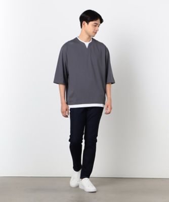 ７分袖　フェイクレイヤード　キーネックＴシャツ（４７６０ＴＩ１２）