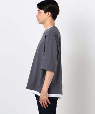 ７分袖　フェイクレイヤード　キーネックＴシャツ（４７６０ＴＩ１２）