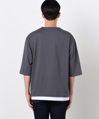 ７分袖　フェイクレイヤード　キーネックＴシャツ（４７６０ＴＩ１２）