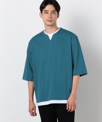 ７分袖　フェイクレイヤード　キーネックＴシャツ（４７６０ＴＩ１２）