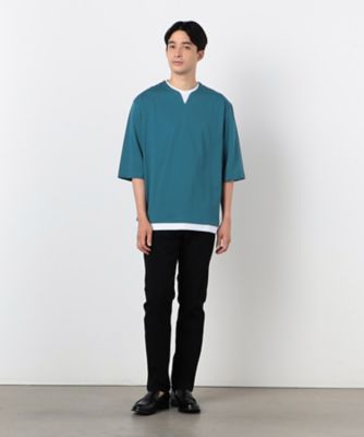 ７分袖　フェイクレイヤード　キーネックＴシャツ（４７６０ＴＩ１２）