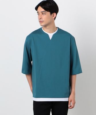 ７分袖　フェイクレイヤード　キーネックＴシャツ（４７６０ＴＩ１２）