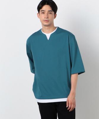 ７分袖　フェイクレイヤード　キーネックＴシャツ（４７６０ＴＩ１２）