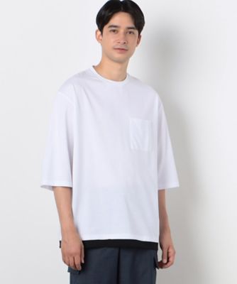 ＜COMME CA ISM (Men)＞７分袖　フェイクレイヤード　クルーネックＴシャツ（４７６０ＴＩ１３）