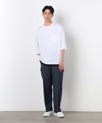 ７分袖　フェイクレイヤード　クルーネックＴシャツ（４７６０ＴＩ１３）