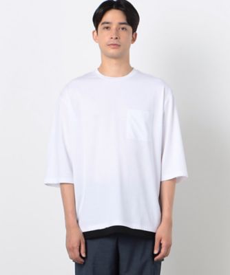 ７分袖　フェイクレイヤード　クルーネックＴシャツ（４７６０ＴＩ１３）