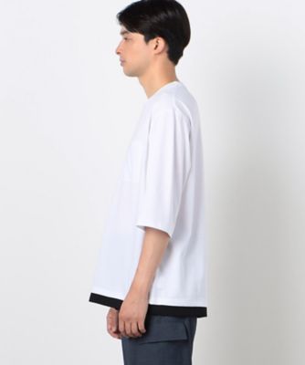 ７分袖　フェイクレイヤード　クルーネックＴシャツ（４７６０ＴＩ１３）