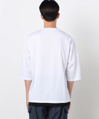 ７分袖　フェイクレイヤード　クルーネックＴシャツ（４７６０ＴＩ１３）