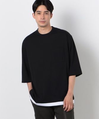 ７分袖　フェイクレイヤード　クルーネックＴシャツ（４７６０ＴＩ１３）