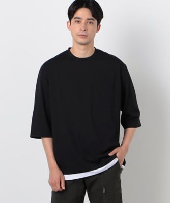 ７分袖　フェイクレイヤード　クルーネックＴシャツ（４７６０ＴＩ１３）