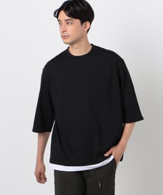 ７分袖　フェイクレイヤード　クルーネックＴシャツ（４７６０ＴＩ１３）
