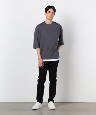 ７分袖　フェイクレイヤード　クルーネックＴシャツ（４７６０ＴＩ１３）